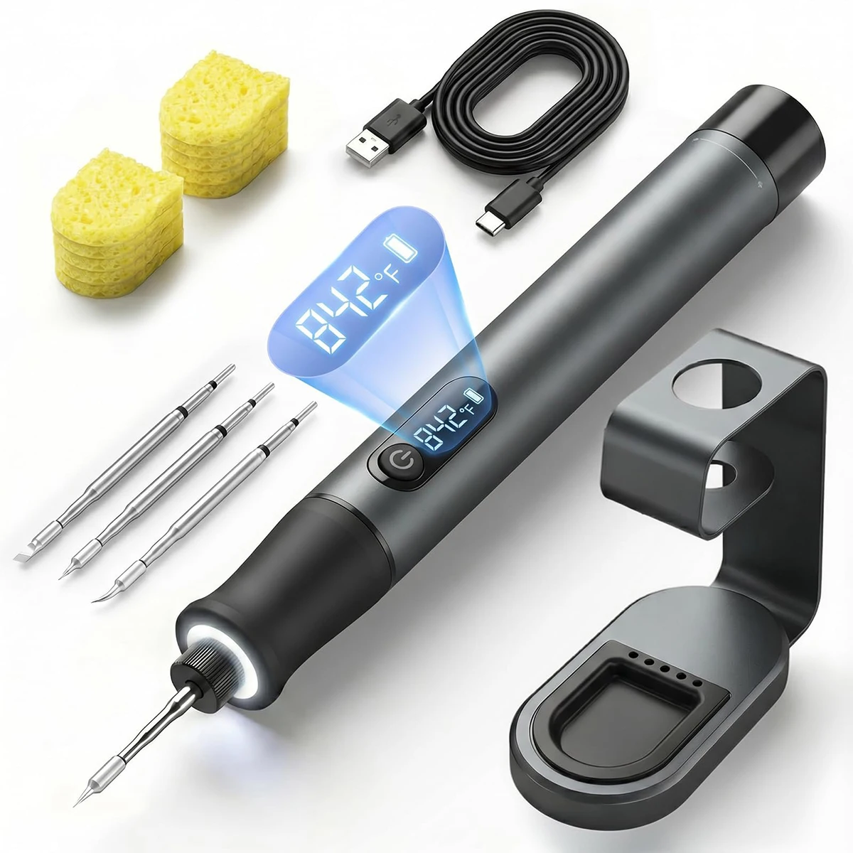 Cordless Soldering Iron USB Digital Display Welding Pen W/2600mAh Battery Smart Temperature Control For PCB Electronics Repair