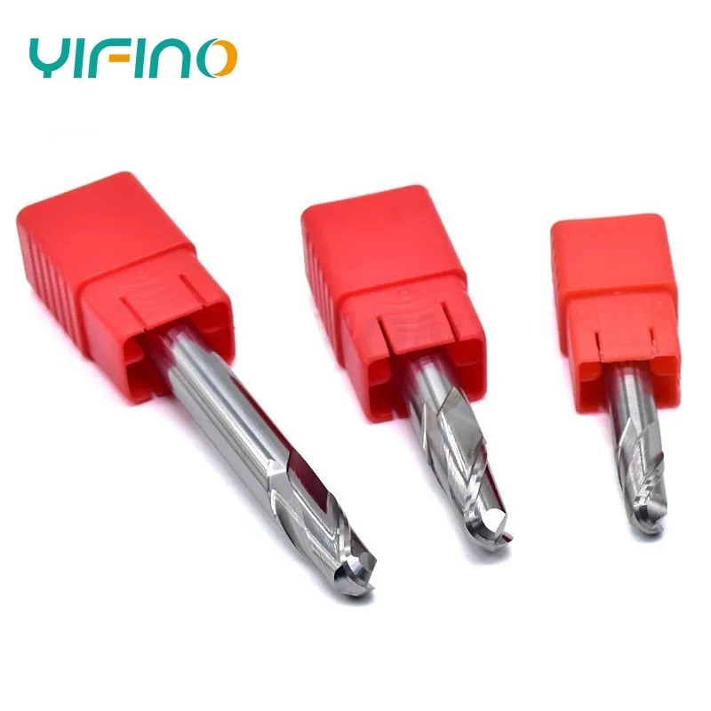 YIFINO HRC55 2-Flute For Aluminum Ball End Mill Tungsten Steel Carbide Milling Cutter CNC Mechanical Machining Endmills Tools