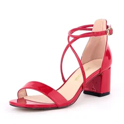 2026 Summer Women Sandals Fashion Sexy Open Toes Thick High Heels Pumps Ankle Strap Work OL Party Dress Wedding Party Shoes