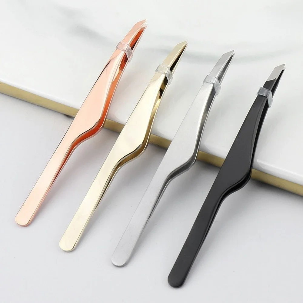 Stainless Steel Eyebrow Curlers Eyelashes Double Eyelid Stickers Makeup Eyebrows Oblique Mouth Tweezers Eyebrow Pliers