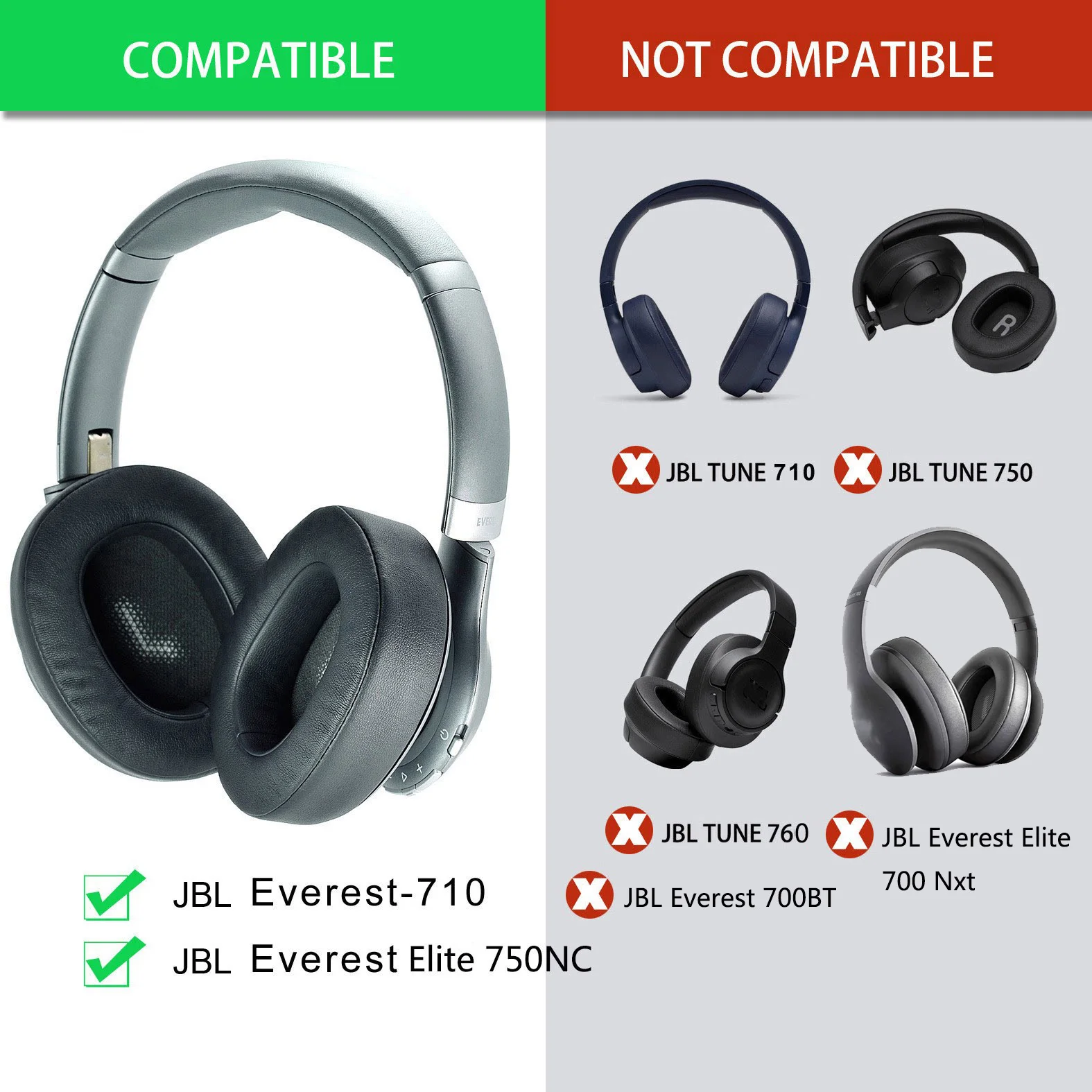 V-MOTA Ear Pads ใช้งานร่วมกับ JBL Everest Elite 750NC ชุดหูฟังตัดเสียงรบกวน, เปลี่ยนหมอนอิงเปลี่ยนชิ้นส่วน