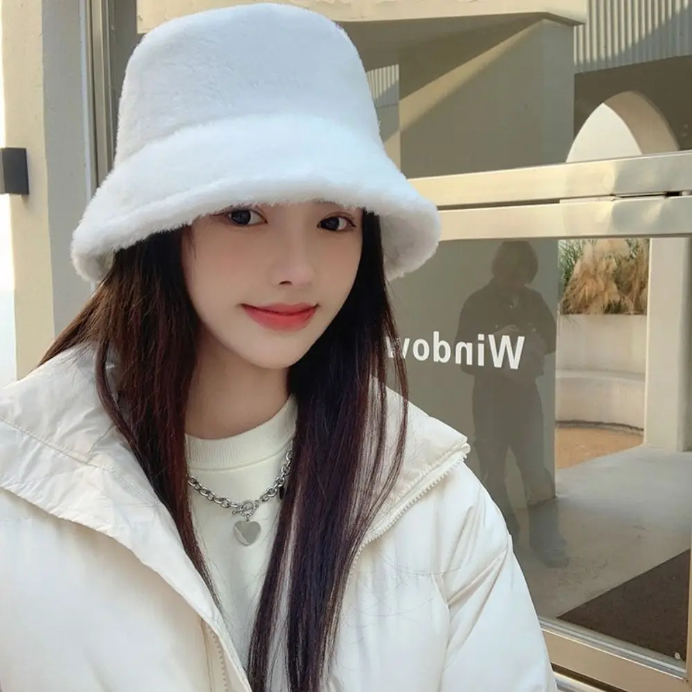 Casual Trendy Outdoor Vacation Winter Plush Fishing Cap Women Hats Bucket Hat Head Wear