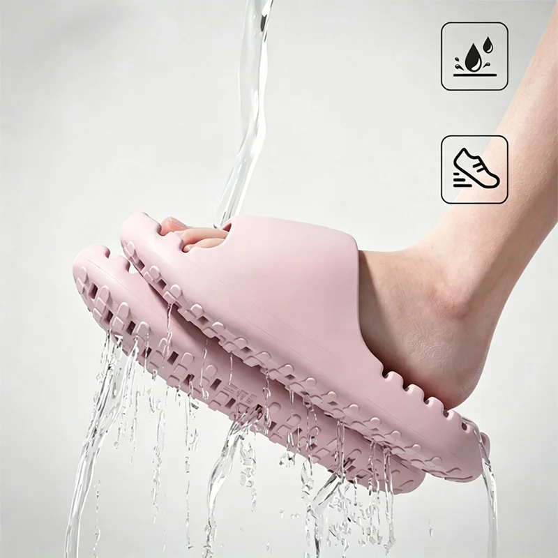 Summer Bathroom Water Leakage Soft Soles Couple Slippers Hollowed Out Quick Drying Eva Slippers Woman Indoor Non-slip Sandals
