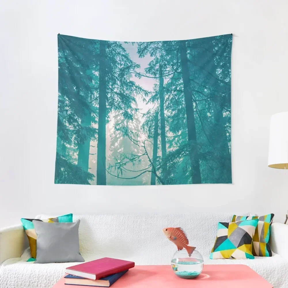 

Nature Forest - Misty Turquoise Woods Tapestry Things To Decorate The Room Room Decorating Aesthetic Tapestry