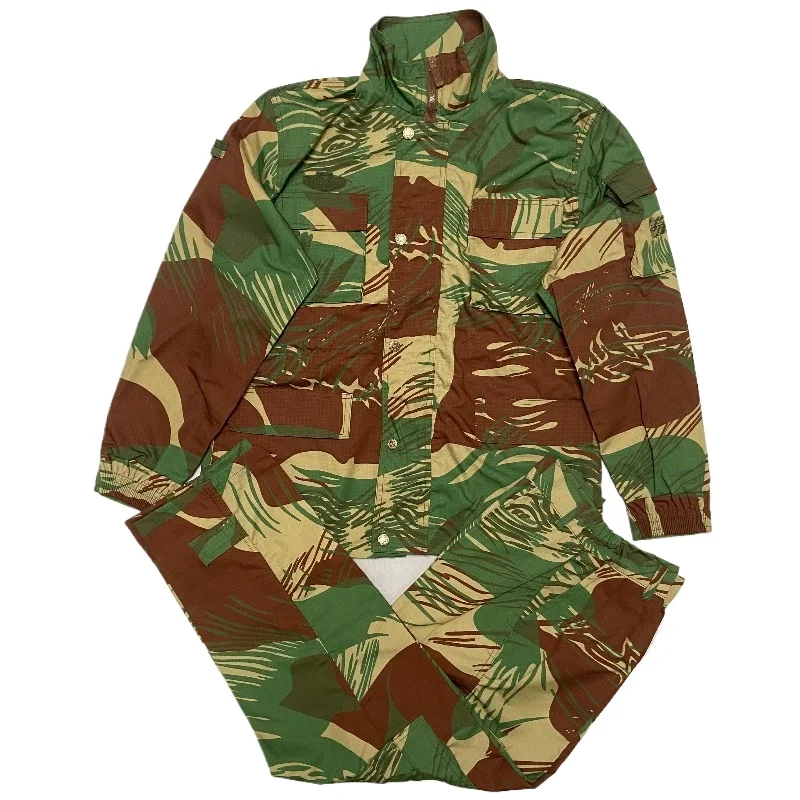 Rhodesian Brushstroke Camouflage Suit Men's Vintage Style Field Uniform Jacket Pants Set Tactical Militar Repro Brush Camo