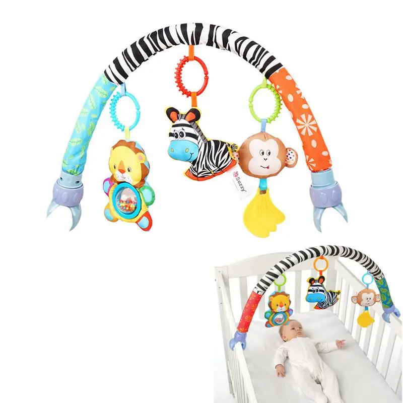 

Arch Bassinet Toys Baby Toy Clip Make Sounds Crib Accessory Cloth Animal Toy And Pram Activity Bar With Cute Animals/Bibi Device