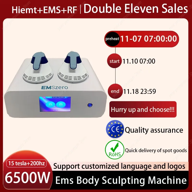 Newest EMSZERO RF Hiemt NEO 6500W 200HZ Weight Loss Muscle Stimulating Fat Removal Body Sculpt Machine For Salon Home Use