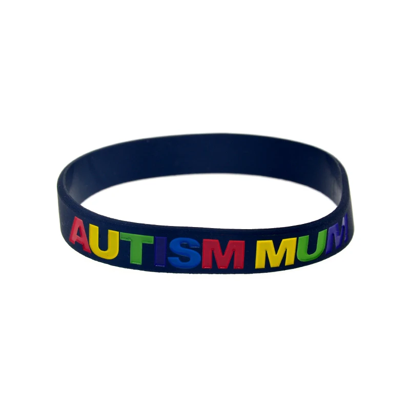 1 PC Autism Mum Silicone Bracelet 1/2 Inch Wide Love Wristband White And Black