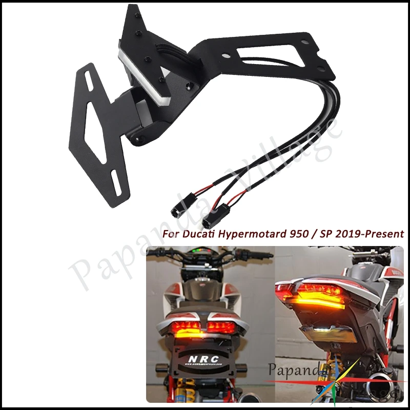 For Ducati Hypermotard 950 / SP Rear Turn Signals LED Tail Tidy Fender Eliminator Kit Adjustable License Plate Light Bracket