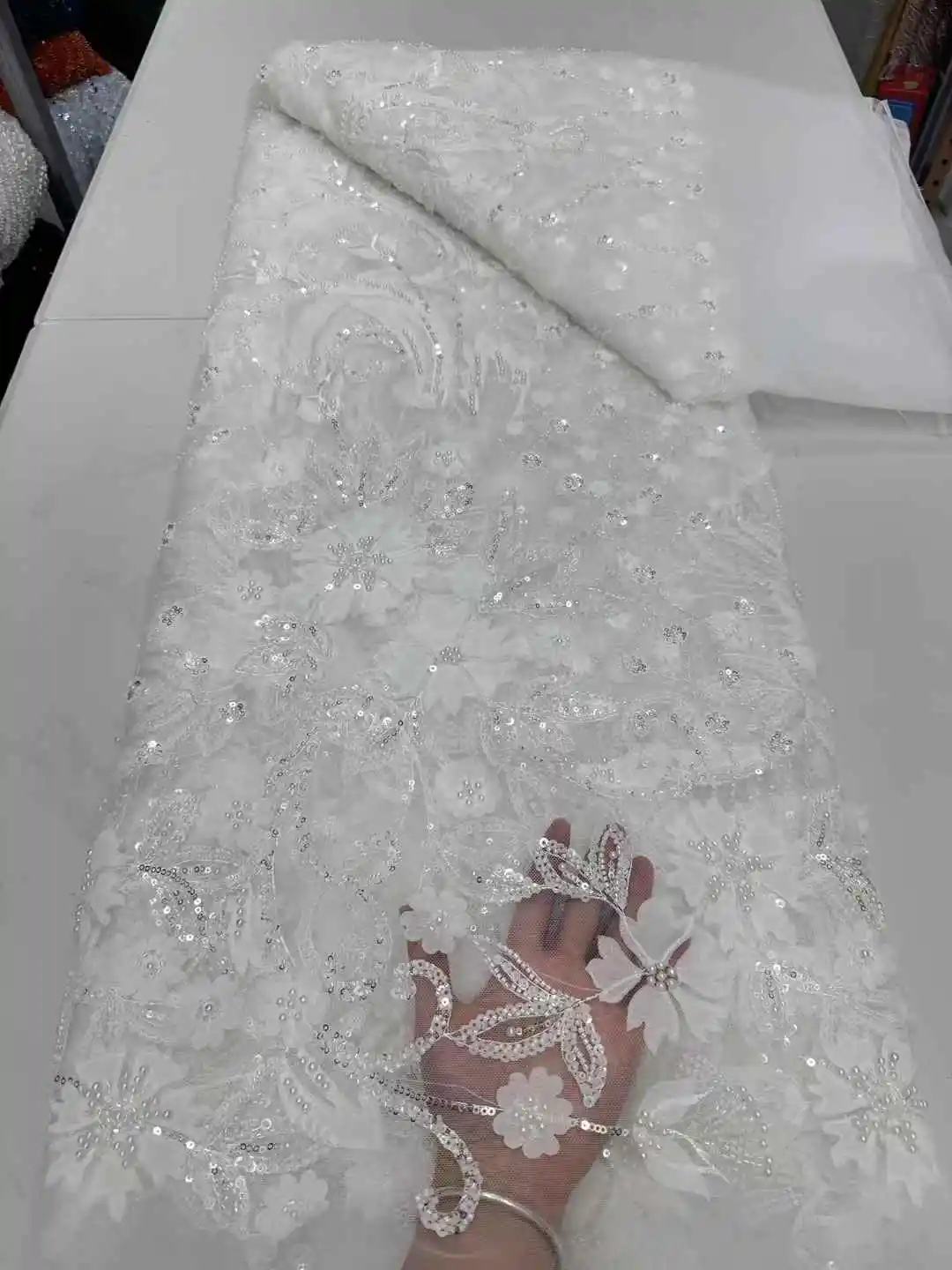 قماش دانتيل مطرز أفريقي 5 ياردات ترتر مطرز قماش دانتيل نيجيري 2025 دانتيل عالي الجودة دانتيل فرنسي للعريس لـ Dreeses