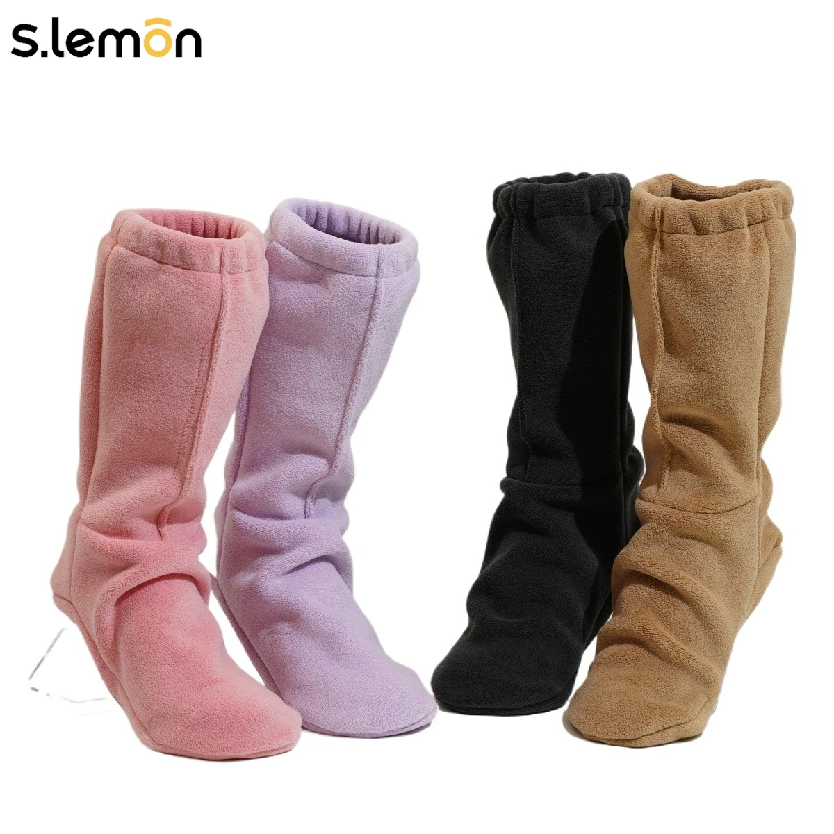 

S.lemon Women Polar Fleece Dance Boots Winter Warm Fleece Lined Indoor Sock Boots Non-Fatiguing for Ballet Classical Dance