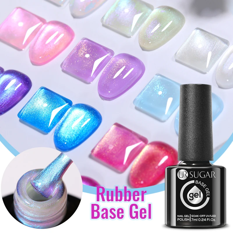 UR SUGAR 7ml Auroras Rubber Base Gel Nail Polish Blue Glitter Sparking Soak Off UV LED Nails Art Gel Varnish