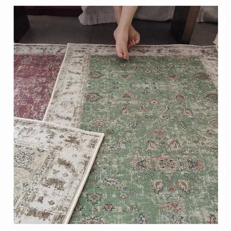 Decorative Carpet for Living Room High-end Retro Geometric Print Bedroom Rug Soft Machine Washable Foldable Non-slip Indoor Mats