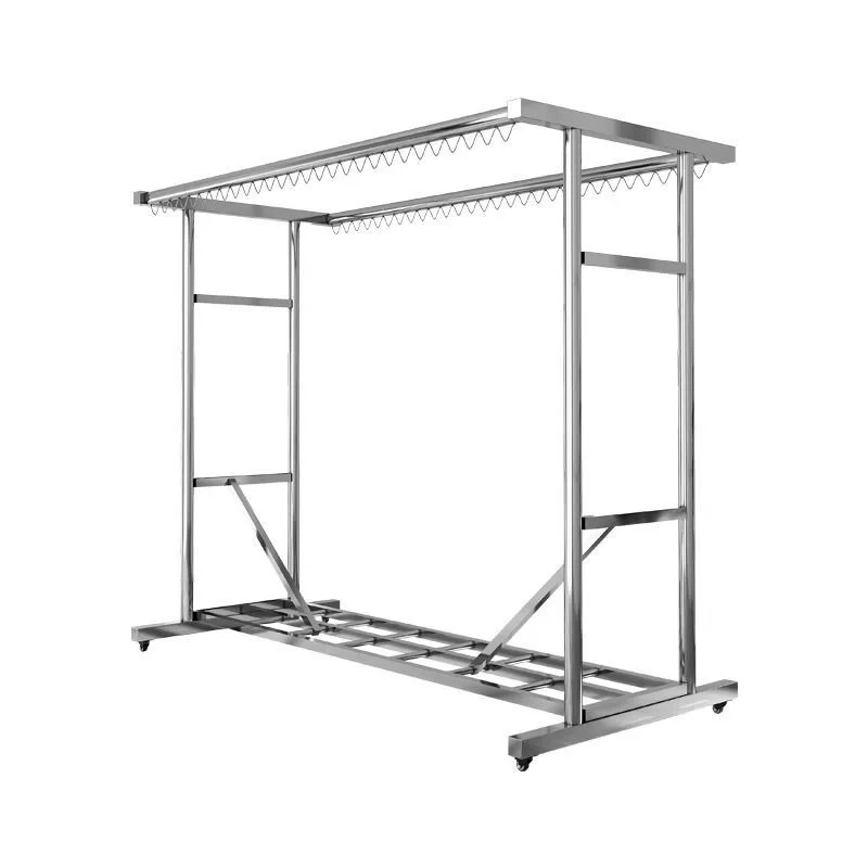 Movable Home Double Pole Clothes Drying Rack Thickened Stainless Steel Windproof Floor Standing Rack For Balcony Outdoor Drying 5