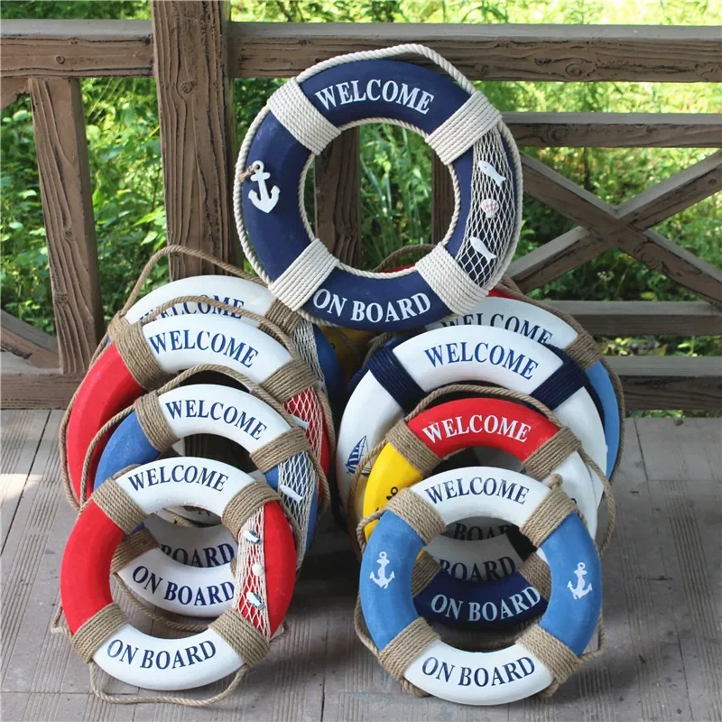 40cm High Quality Creative Retro Design Mediterranean Style Foam Life Buoy Multi Scene Applicable Wall Mounted Decoration