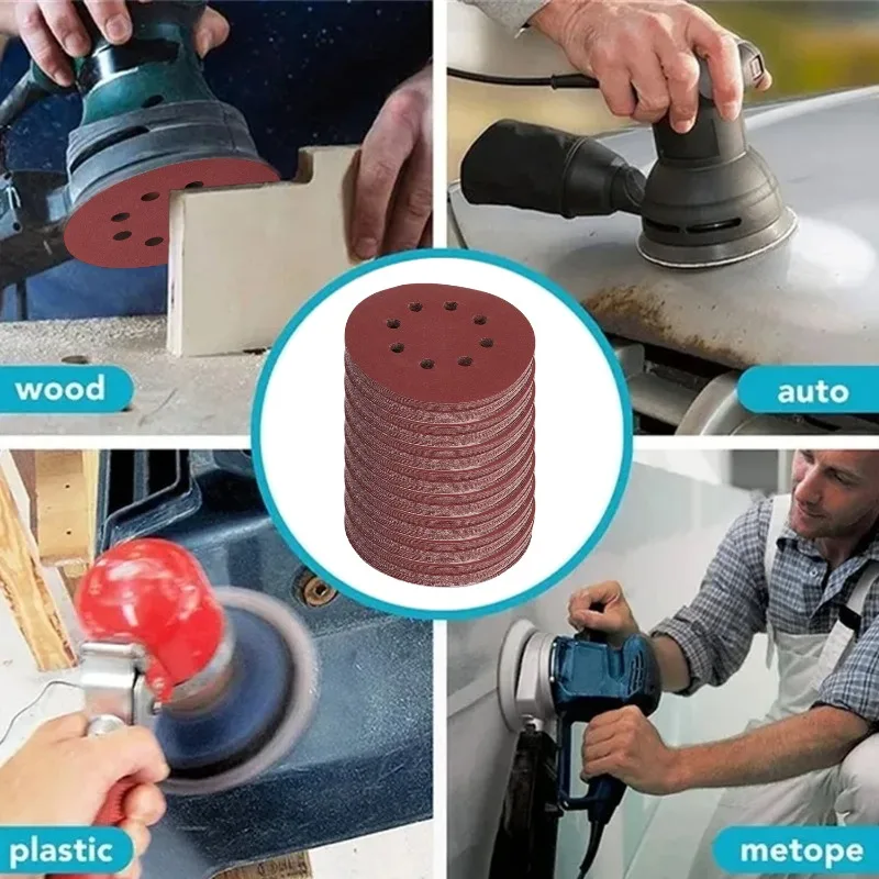 100PCS Sanding Discs 8 Hole Hook And Loop Adhesive Sandpaper 125mm 80~3000 Grits For Random Orbital Sander Abrasive Sheets Tools view 4