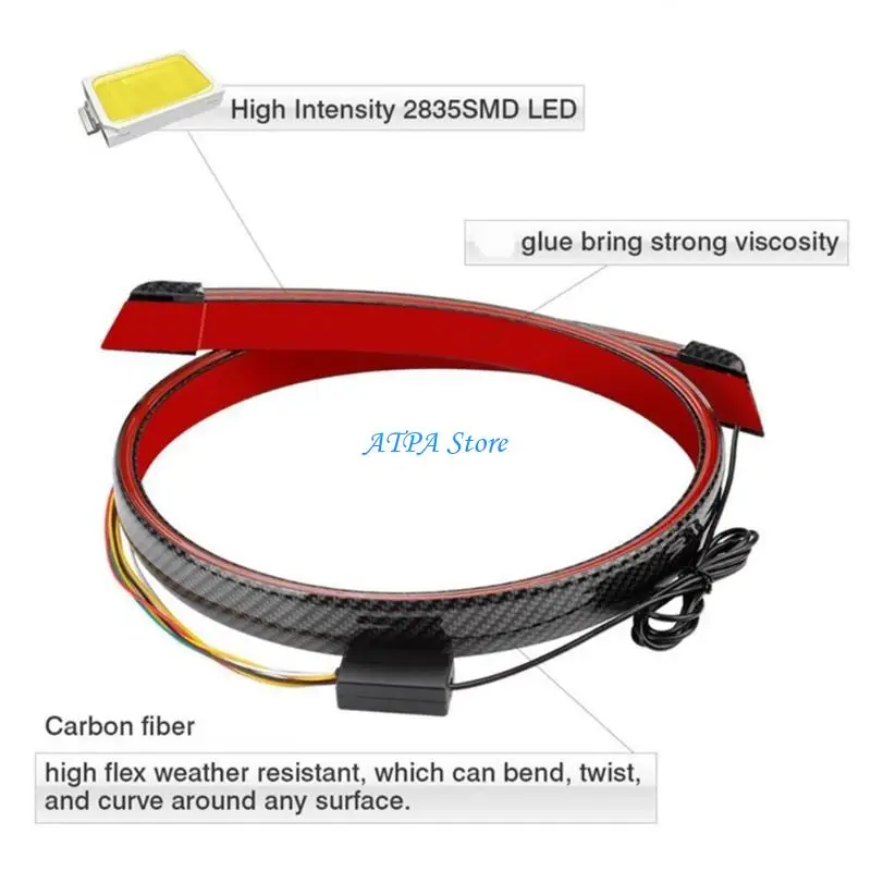 

U13C Car Spoiler Rear Roof Spoiler Tail Wing Carbon Fiber Accessories LED Strips Light