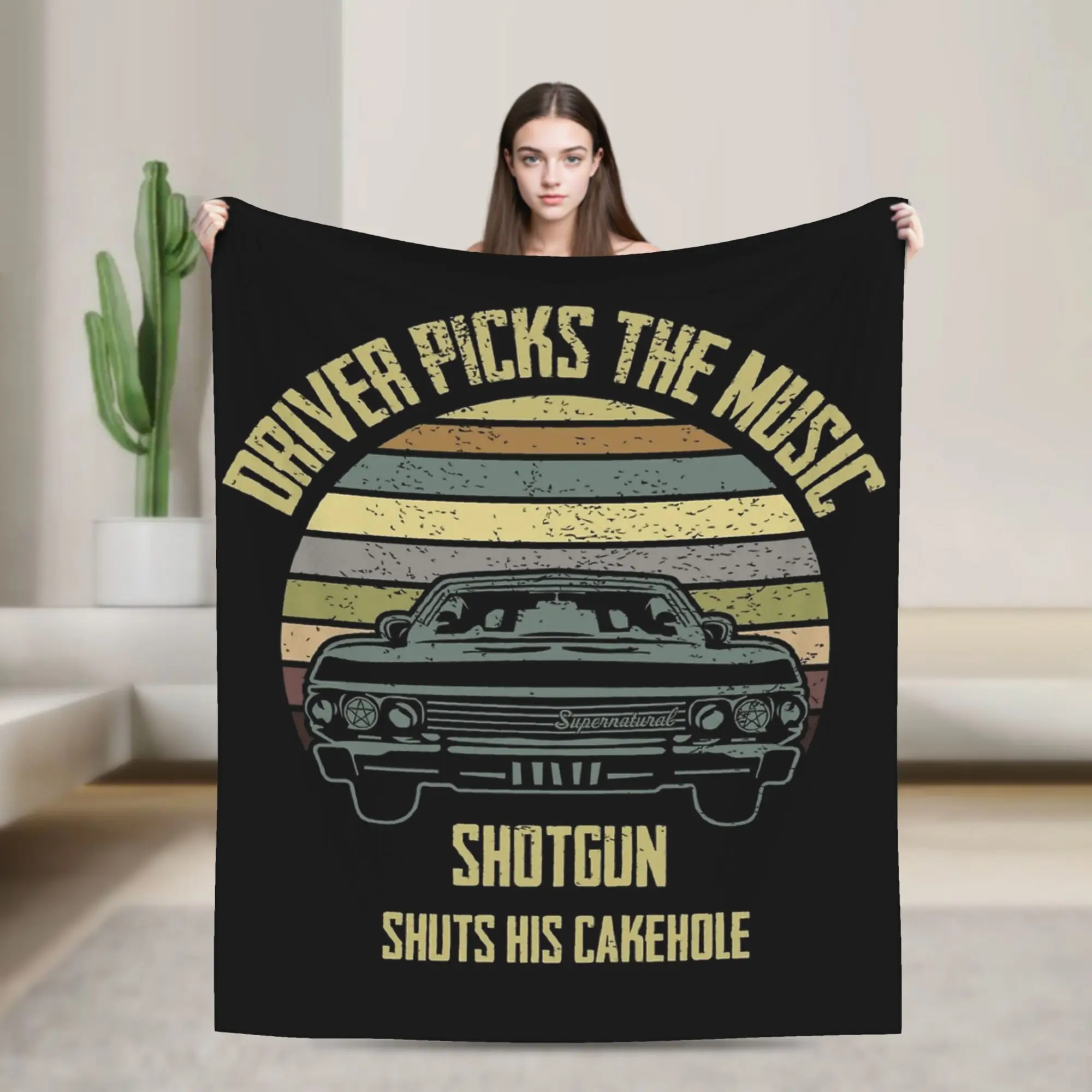 Driver picks the music Supernatural Blankets Velvet  Winter  Breathable Soft Throw Blankets for Bed Couch Bedding Throws