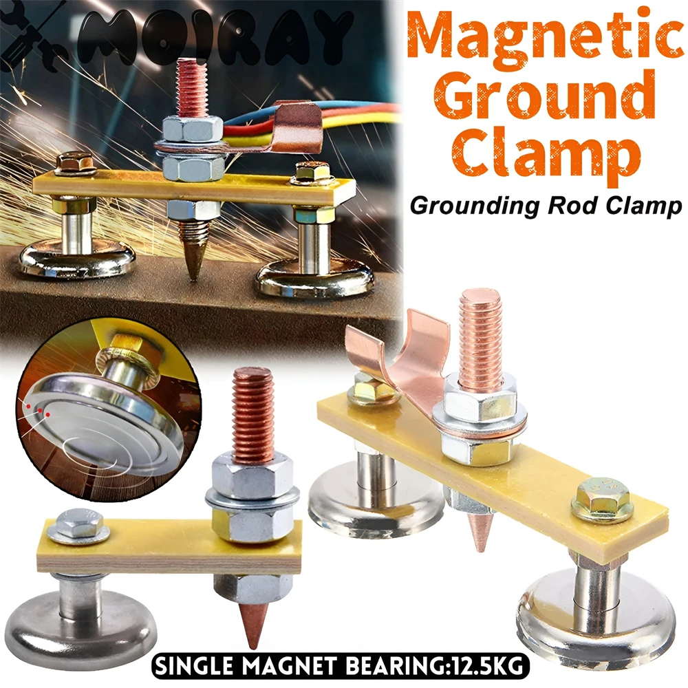 Welding Magnet Head Magnetic Welding Fix Ground Clamp Single/Double Strong Magnetic Support for Electric Weldings Ground