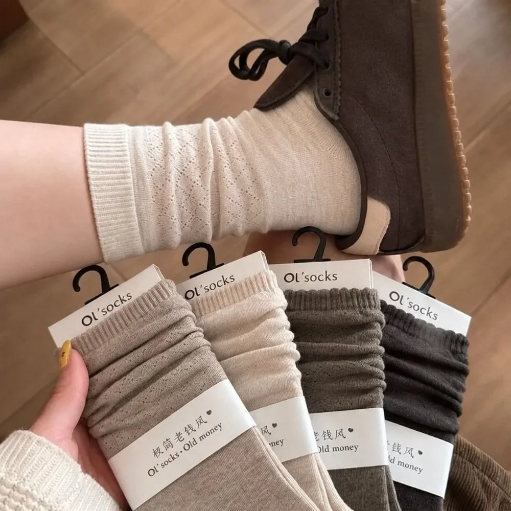 Minimalist Polyester Slouch Mid Calf Socks Daily Outfit Versatile Korean Style Casual Socks Crew Socks Student