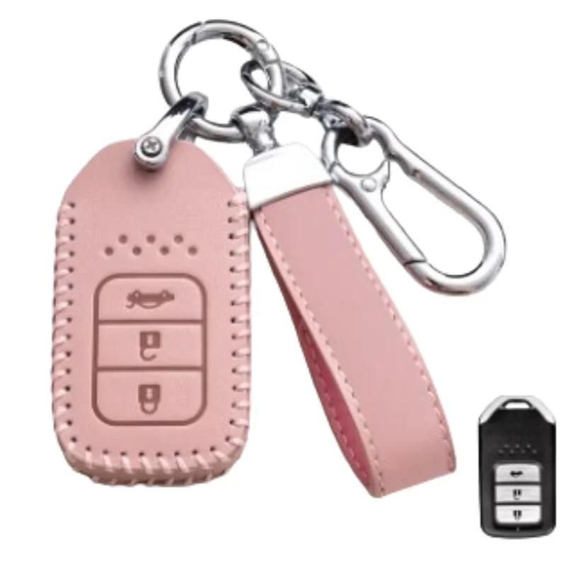

New Leather Car Key Case Cover for Honda Fit Lucky Vezel City Civic Jazz BRV BR-V HRV HR-V Shuttle Gp8 Shell Holder Keychain