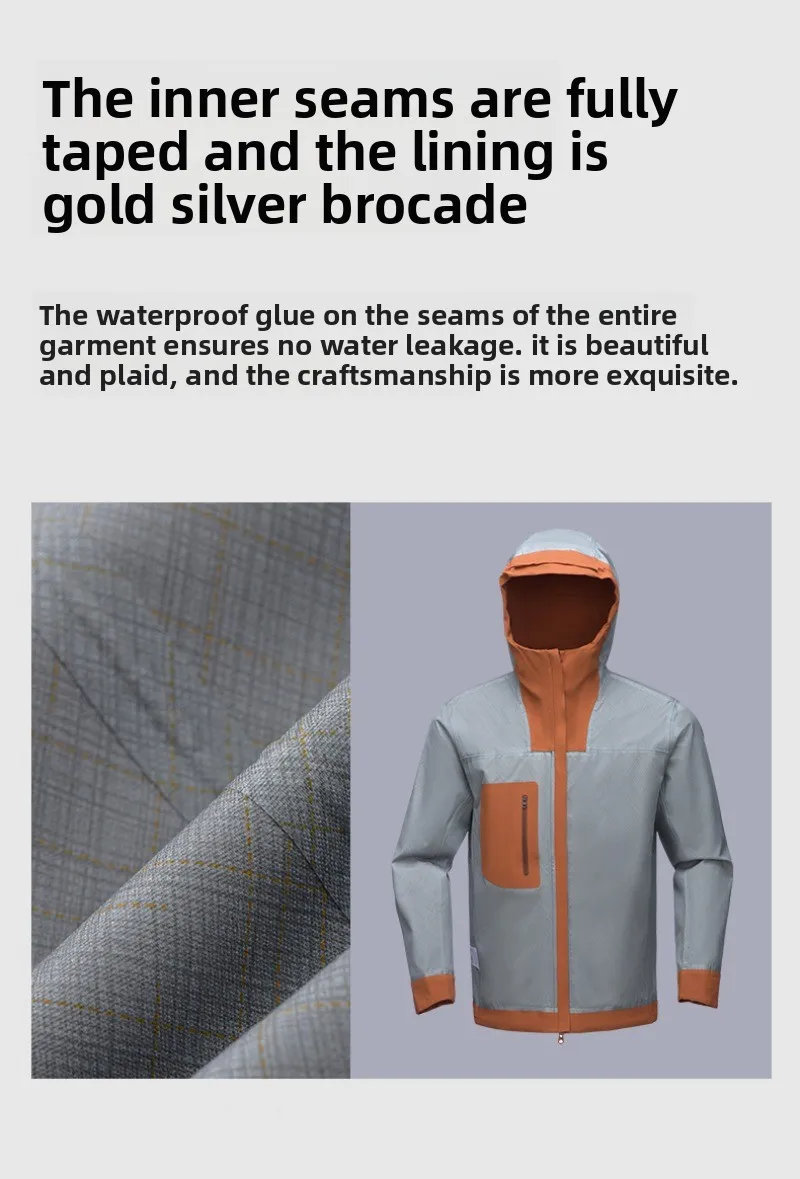 Unisex All-Weather Hardshell Jacket, Waterproof Windproof Breathable Mountaineering Coat for Hiking