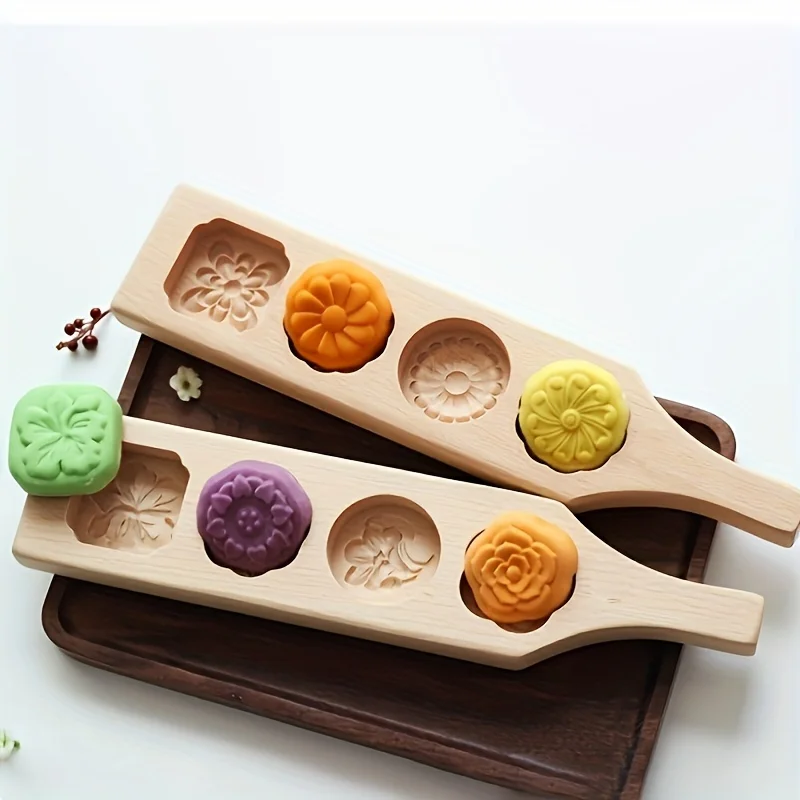 Wooden Cookie Molds for Baking Moon Cake,Molder Cookie,Chinese Mooncake Mold,Flowers Cookie Stamp,For Muffin,Chocolate,Pie