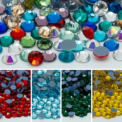 Multi-color SS6-SS30 Glass Crystal Hot Fix Rhinestones Flatback Iron On Stones For DIY Nail Art Fabric Clothes Decoration