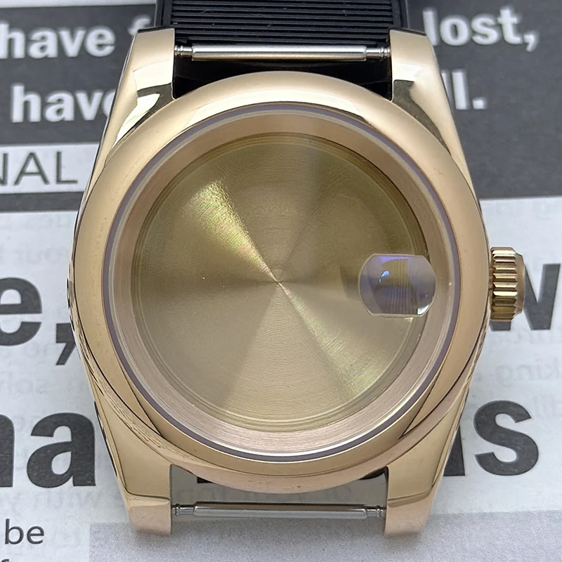 NH35 316L Stainless Steel 36mm/39mm RoseGold Semicircular Sapphire Magnifying Glass Watch Case Fit NH35/NH36 Movement