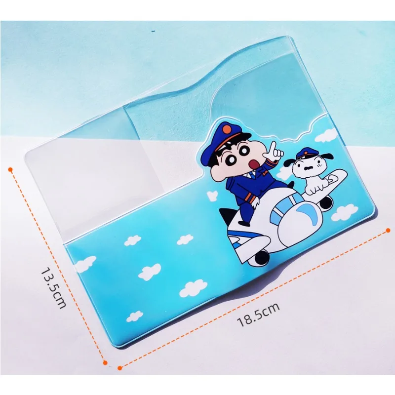 Etui na paszport PVC Crayon Shin-chan, wodoodporne etui na dokumenty, kreskówkowe okładki na paszport, uniwersalny folder na karty ID