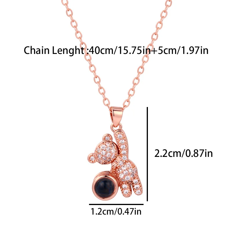Custom Color Photo Projection Bear Necklace Cute Creativity 2025 Fashion Exquisite Women's Christmas Anniversary Accessories New - view 4