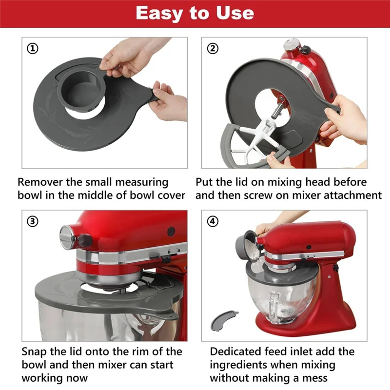 A83X-5 Quart Tilt-Head Stand Mixer غطاء وعاء زجاجي لـ Kitchenaid K5GB مع واقي من الرذاذ إضافة فتحة المكونات