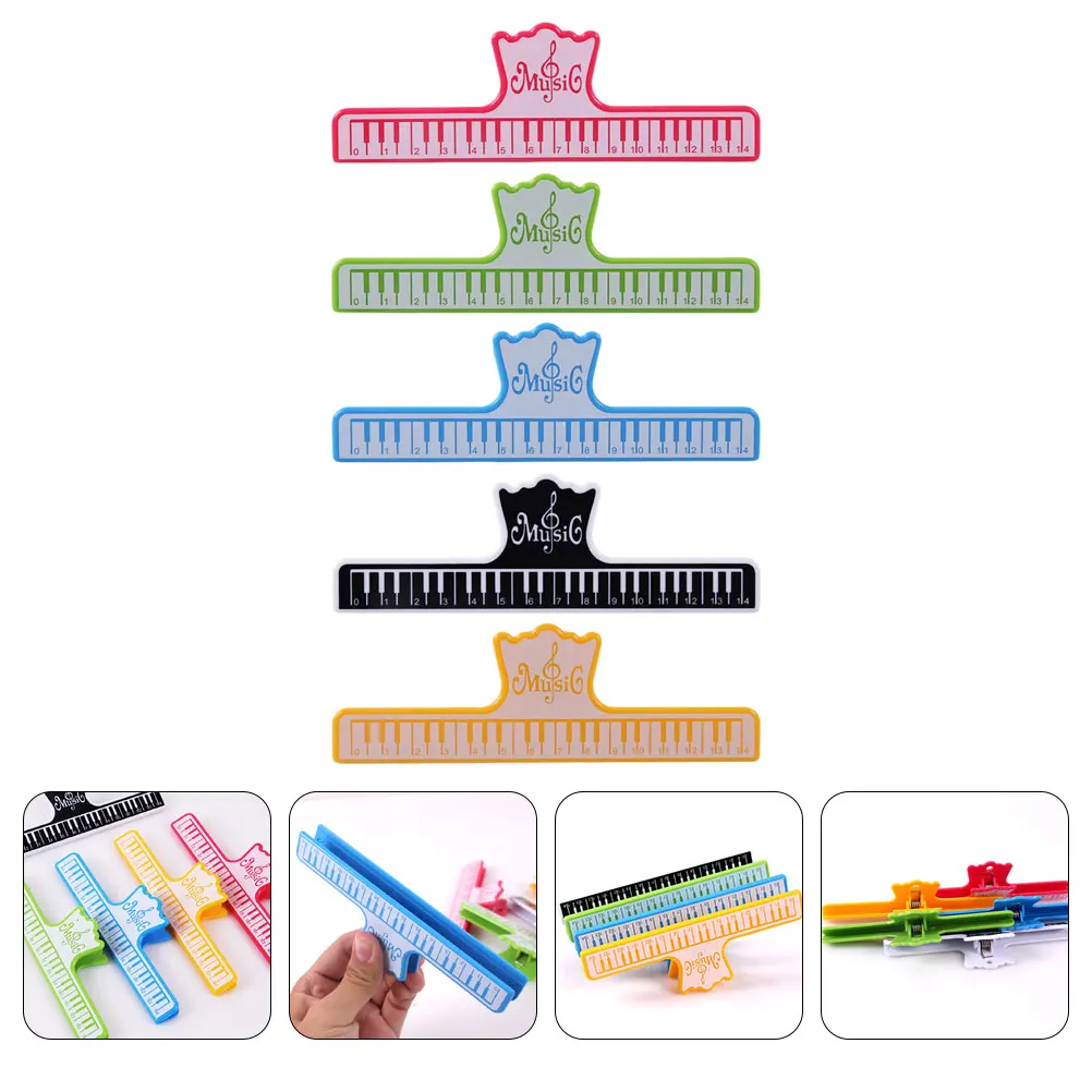 

5pcs Music Book Clips Piano Sheet Holders Plastic Book Page Fixing Clamps For Sheet Music Score Recipes Lectures Cooking