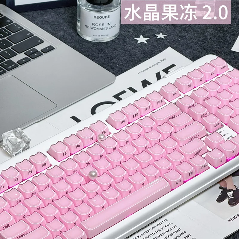 MAO cat version 2.0 glossy crystal keycap laser engraved side engraved personalized keycap 120 keys