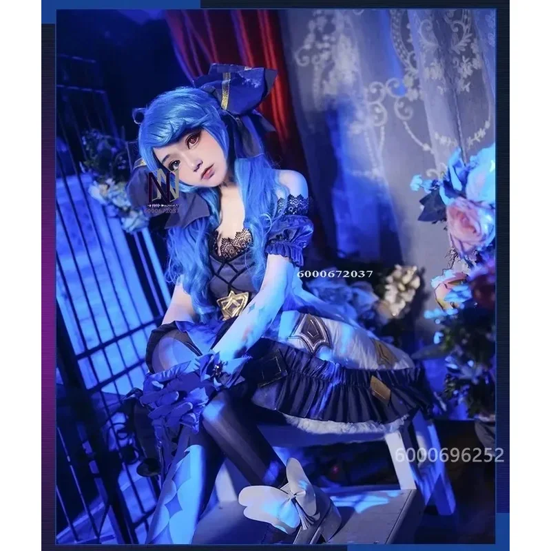 

DY20Game LOL Gwen Cosplay Costume Dark Gothic Style Ruined Doll Outfit League Legends Cos Women Halloween Party Dress High Quali