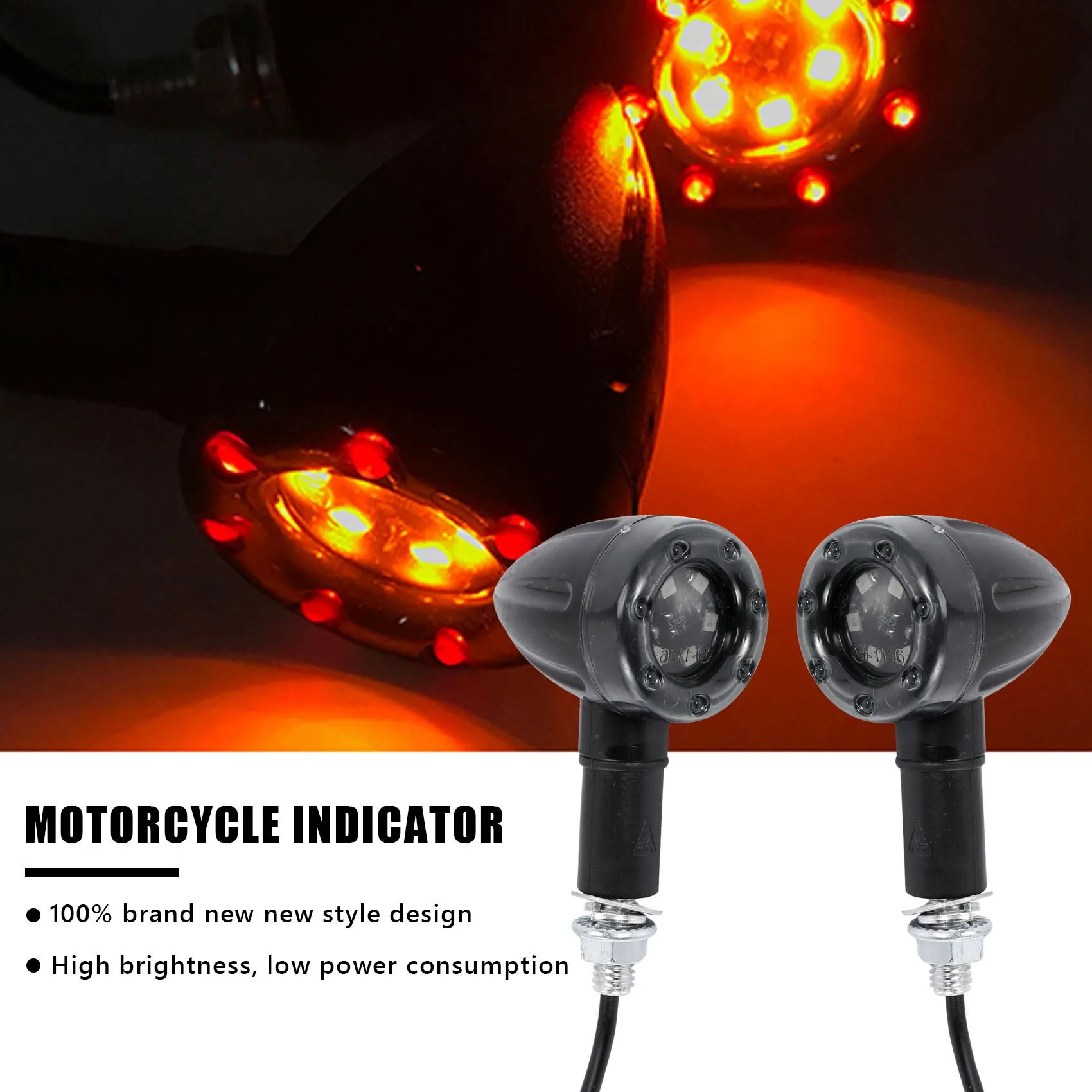 2Pcs Motorcycle Turn Signal 6Led Indicator Locomotive Universal Turn Signal