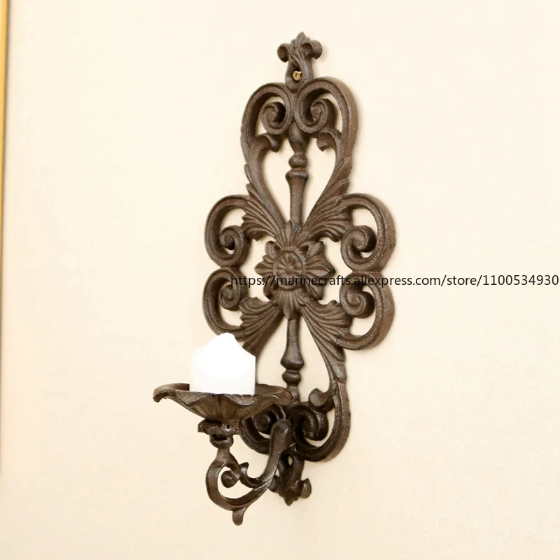 

Court French Wall-mounted Candle Holder Wind Lamp Retro Nostalgic Wrought Iron Old Decoration Grocery Garden Courtyard Holder