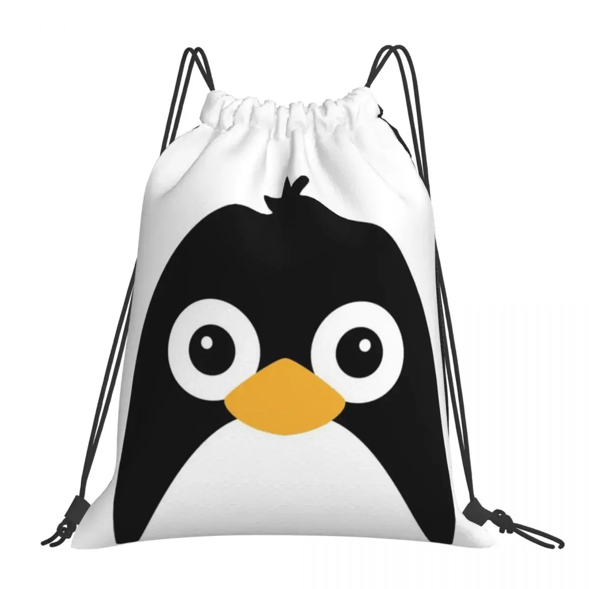 

Cute Vector Penguin Backpacks Fashion Portable Drawstring Bags Drawstring Bundle Pocket Sports Bag BookBag For Man Woman School