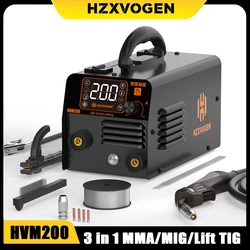 HZXVOGEN HVM200 Semi-Automatic MIG Welding Machine 3 in 1 MMA/Gasless MIG/Lift TIG Inverter Welder For No Gas Iron Soldering