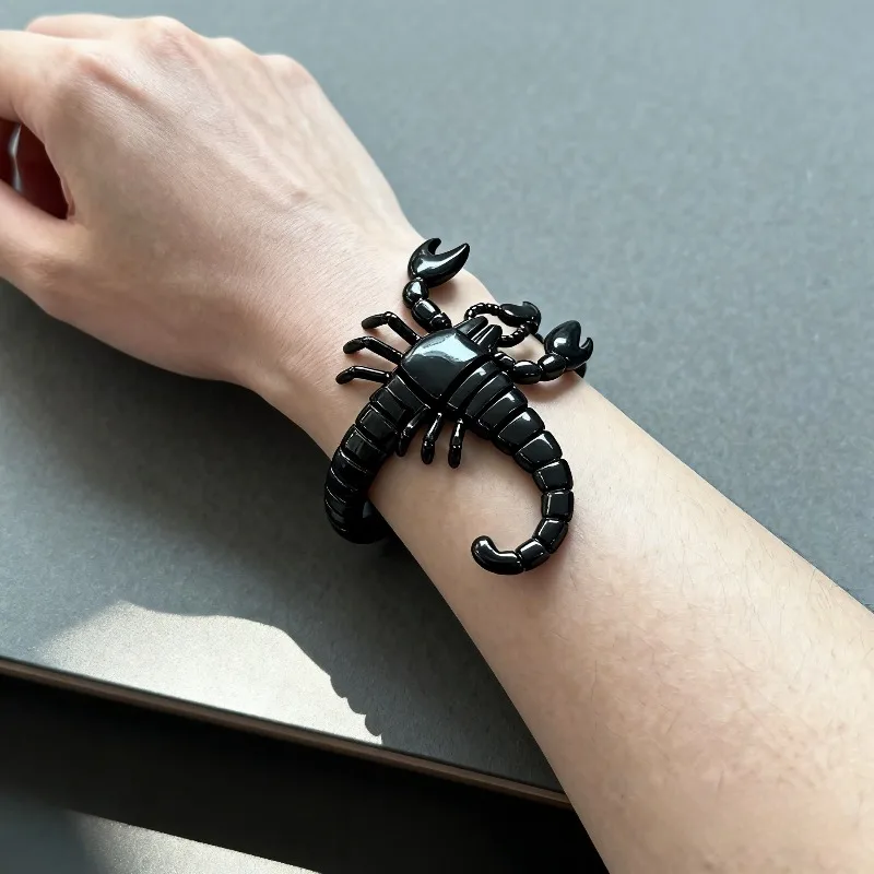 شخصية الإبداعية الهيب هوب الشرير الإسورة 2025 جديد قوي الأسود العقرب الحيوان التيتانيوم الصلب الرجال سوار مجوهرات هالوين #6