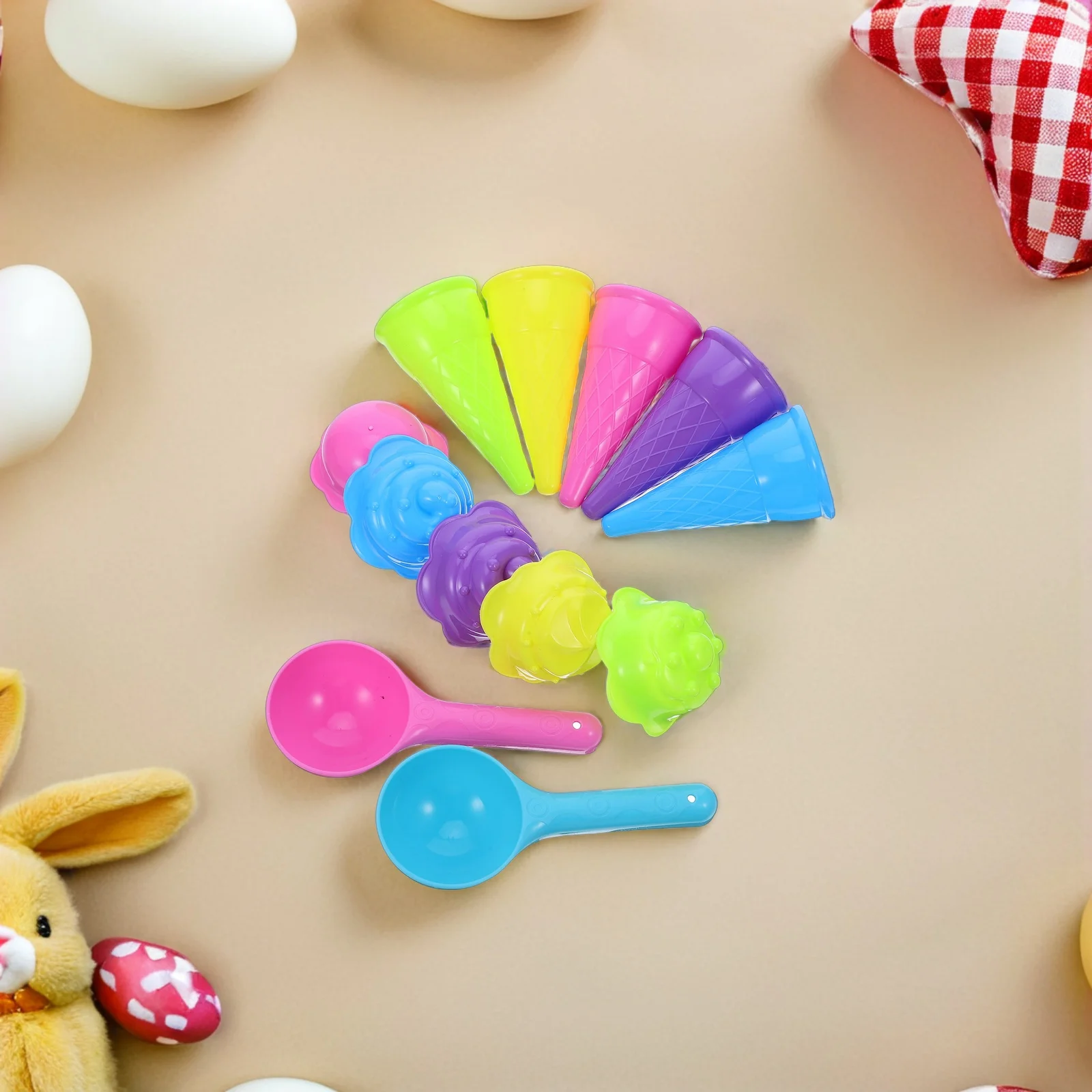 2Sets Kids Ice Cream Cone Sand Molds Durable Resistant Wear Tear Multipurpose Design Ideal Beach Sandbox Indoor Outdoor