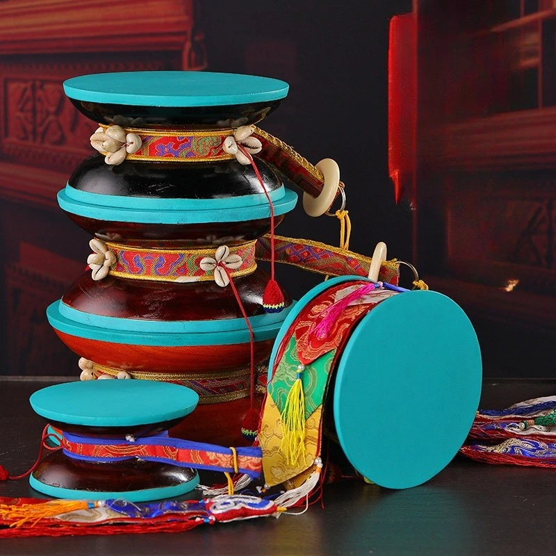 Sheepskin Mulberry Drum Round Professional Acoustic Drum Ethnic Nepal Imports Tambourine Zen Music Percussion Instruments
