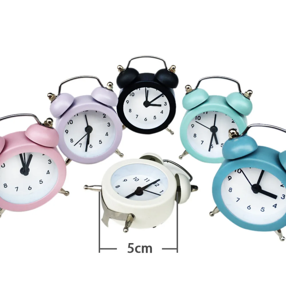 Réveil miniature en métal, design créatif de dessin animé, horloge à quartz de bureau, décoration de chambre d'enfant, portable, pour chevet d'étudiant
