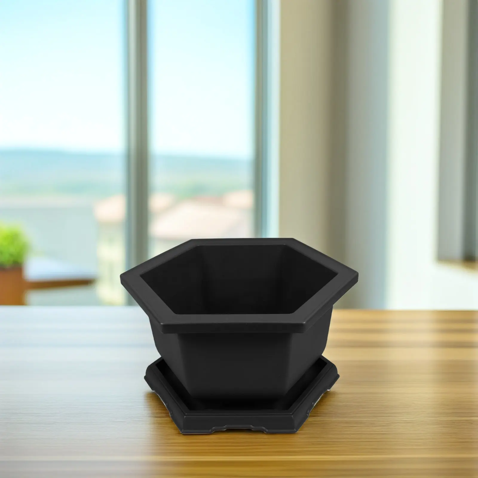 1Set Imitated Purple Clay Indoor Plant Pot with Drip Tray Compact Planter Pot for Bonsai Succulent Balcony Flowerpot Decorative