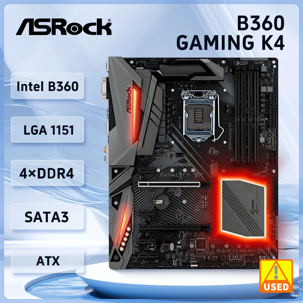 

ASRock B360 GAMING K4 Motherboard Intel B360 LGA 1151 DDR4 64GB support i7-8700 i5-9400F i5-8500 i3-8100 PCI-E 3.0 M.2 cpu ATX