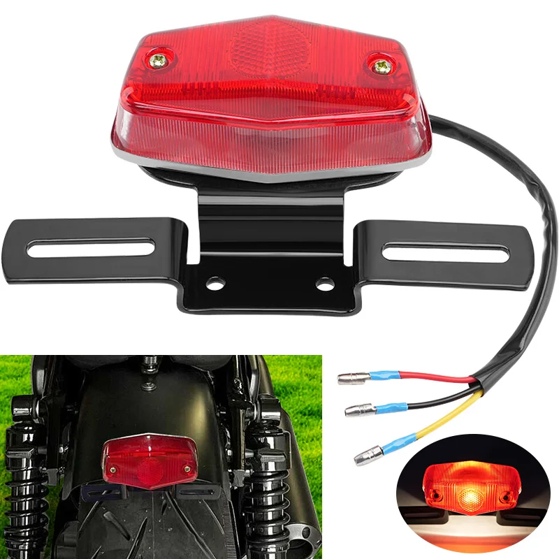

Светодиодный задний фонарь для мотоцикла с держателем кронштейна номерного знака, задний фонарь в стиле ретро для Harley Honda Cafe Racer, индивидуальный Bobber Chopper