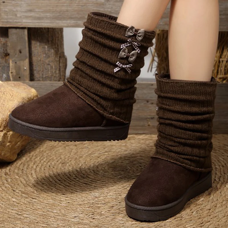 

Женские зимние ботинки в японском стиле с бантом, зимние зимние ботинки без шнуровки на платформе, женские шикарные теплые женские ботинки разных цветов