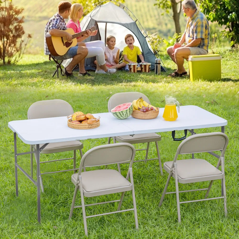 Tavolo pieghevole da 4 piedi Tavolo portatile resistente per interni ed esterni con maniglia per il trasporto per feste da picnic in campeggio