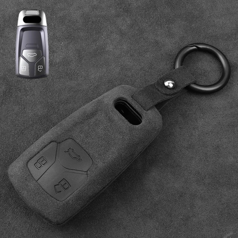 

A+ For Audi A4 A5 S4 S5 M4 RS Q5 TTS Q7 Suede Leather Silicone Car Key Case Cover | Black