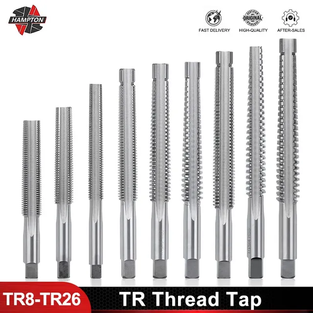 Hampton 1pc TR8-TR26 gwintownik trapezowy do metalu lewy/prawy śruba ręczna wiertło do gwintowania Bit stal szybkotnąca maszyna Tap Plug Tap